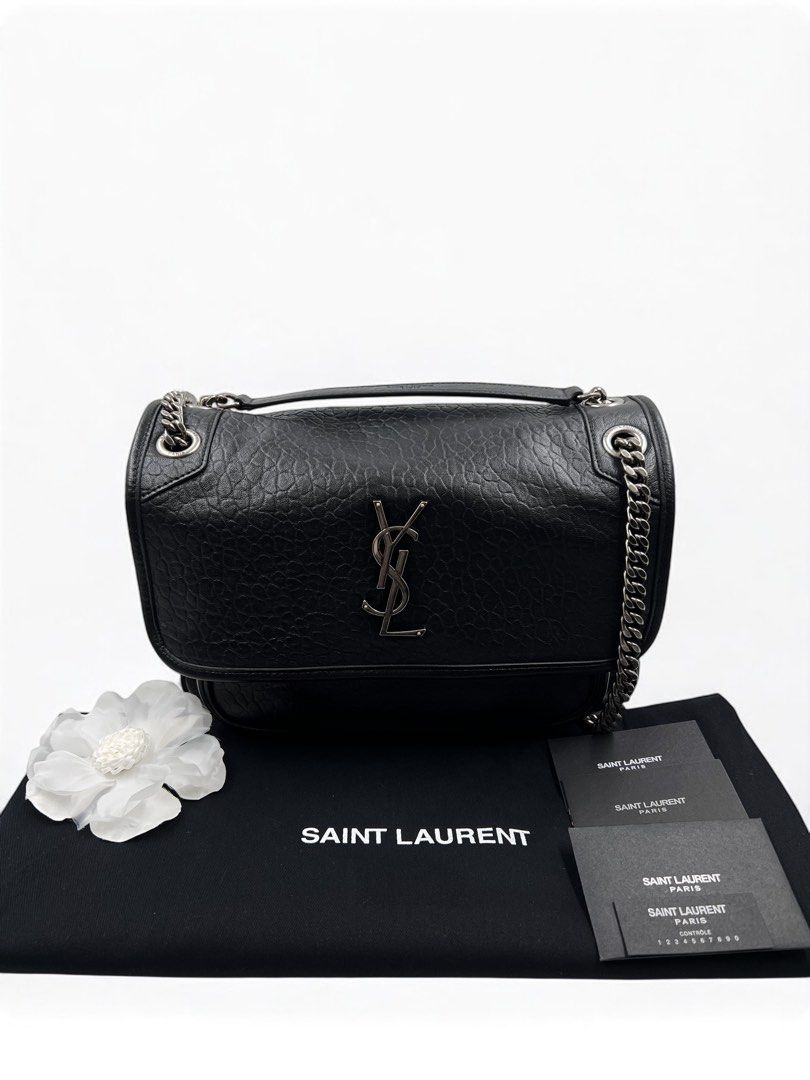 ⚜️YSL Niki bag (Category: Luxury Bags & Wallets) located in Makati City. Submitted by 90sangel (Listing ID 1371102405, Image 1). Description: •Item: YSL (Saint Laurent) Niki bag 🖤💼✨ silver hardware •Size: Medium •Condition: Gently Used, Good as New! *This includes original dustbag, cards. If you prefer other colors, please let us now. 💼⚜️ (box not included) .