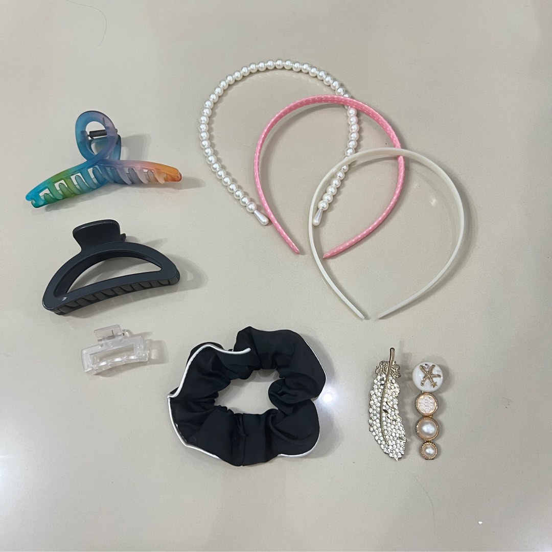 9 Pcs Take All : 3 Bando Ataru + 3 Hair Claw + 2 Jepit Rambut Korea + 1 ...