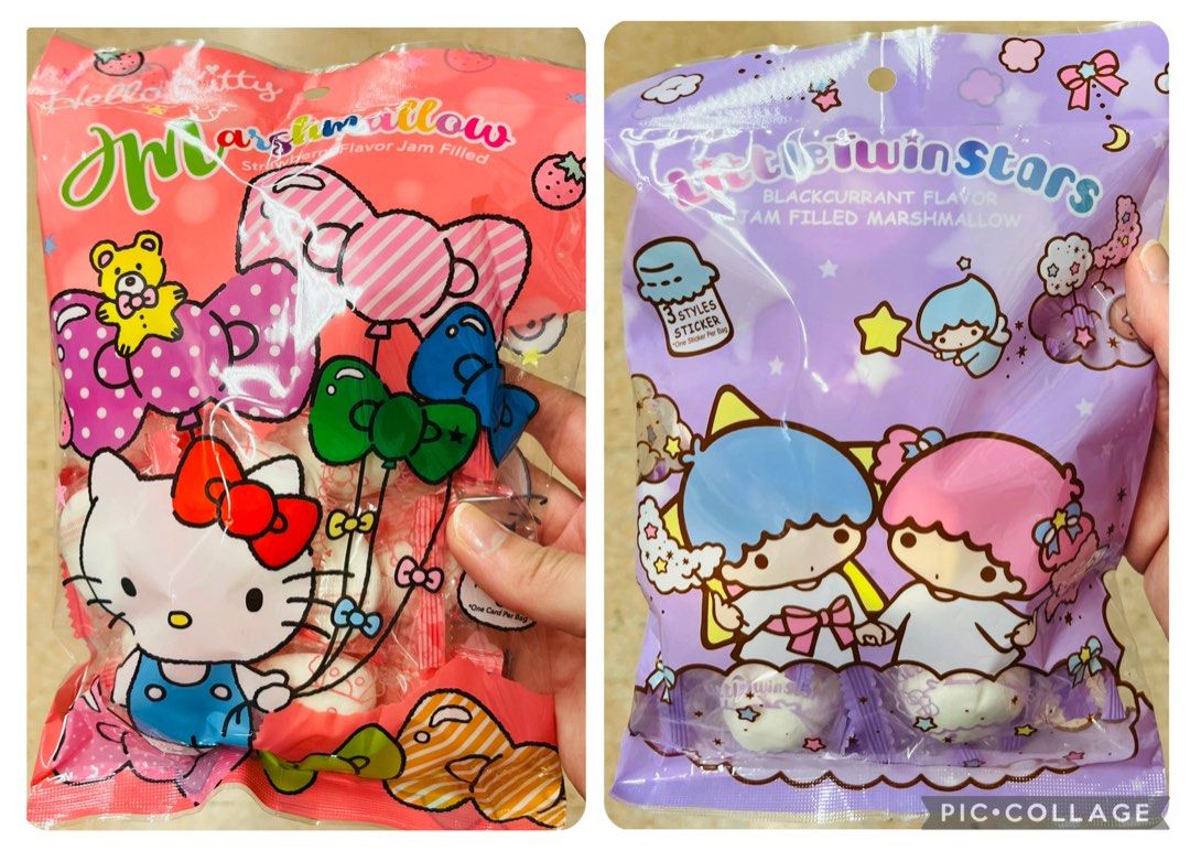 現貨🍬夾心綿花糖 🍓🍇🍫正版 SANRIO LITTLE TWINS STAR公仔🫐藍莓味棉花糖 / HELLO LITTY 🍓士多啤梨棉花糖 零食包 生日禮物新年禮物 結婚禮物 限量珍藏收藏 STRAWBERRY BLUEBERRY JAM MARSHMALLOWS PACKED SNACKS NEW YEAR CHRISTMAS BIRTHDAY WEDDING GIFT BOX （分類：包裝食物&即食食物）位於 Hong Kong。 由 swroom 提交（商品編號 1371310996，圖片 1）。簡介： 💖$38 包 , $70 兩包，全新未開封 🎁銷情迅速請早訂購，售完即止‼️ 🛍更多卡通精品玩具FOLLOW US ： carousell.com/swroom 📥INBOX 購買請提供以下資料 ： ▫️ 款式及件數 ▫️付款方式 : PAYME / FPS / ALIPAYHK ▫️郵寄方式： 📮 $10 up 本地平郵 ( 一般情況 3-5 天 收到 