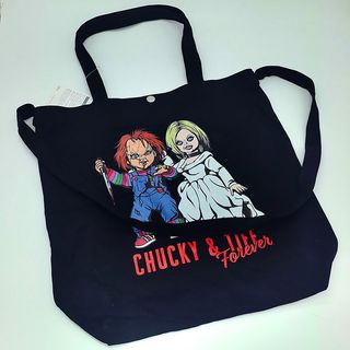 日本 CHUCKY & TIFF FOREVER 娃鬼回魂 黑色帆布 手挽 斜咩袋64235807235329110