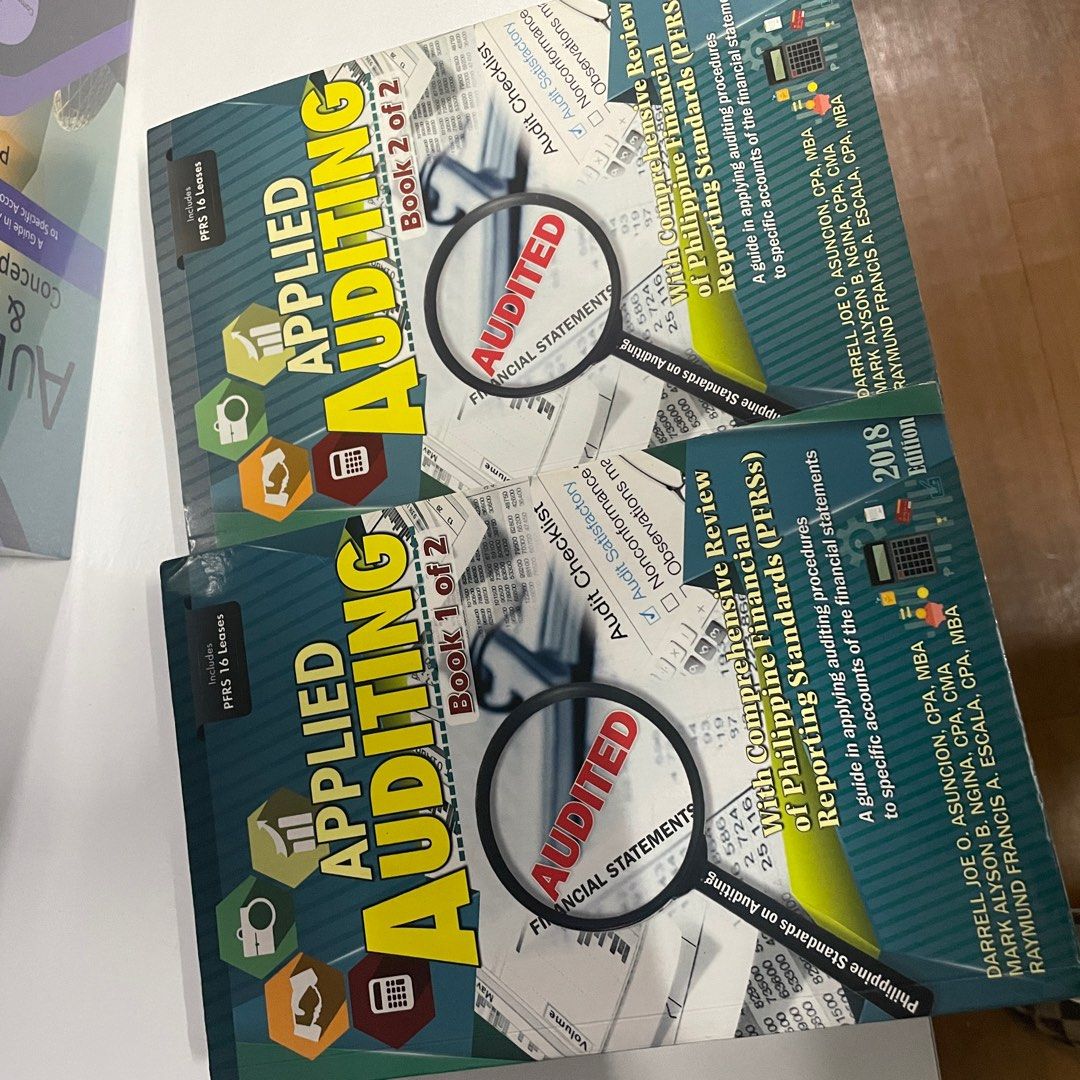 APPLIED AUDITING 2018 (Asuncion, Ngina, Escala) (Category: Textbooks) located in Caloocan City. Submitted by ericago (Listing ID 1371206935, Image 1). Description: 2021 Edition (brand new sealed) - 400 2018 Edition (slightly used good as new) - 300 For shipping only.