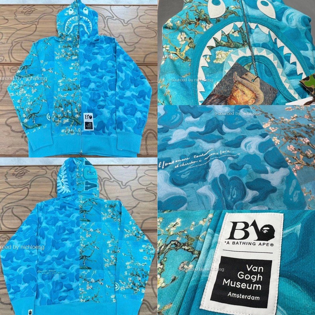 BAPE X VAN GOGH MUSEUM VGM SHARK FULL ZIP HOODIE, Men's