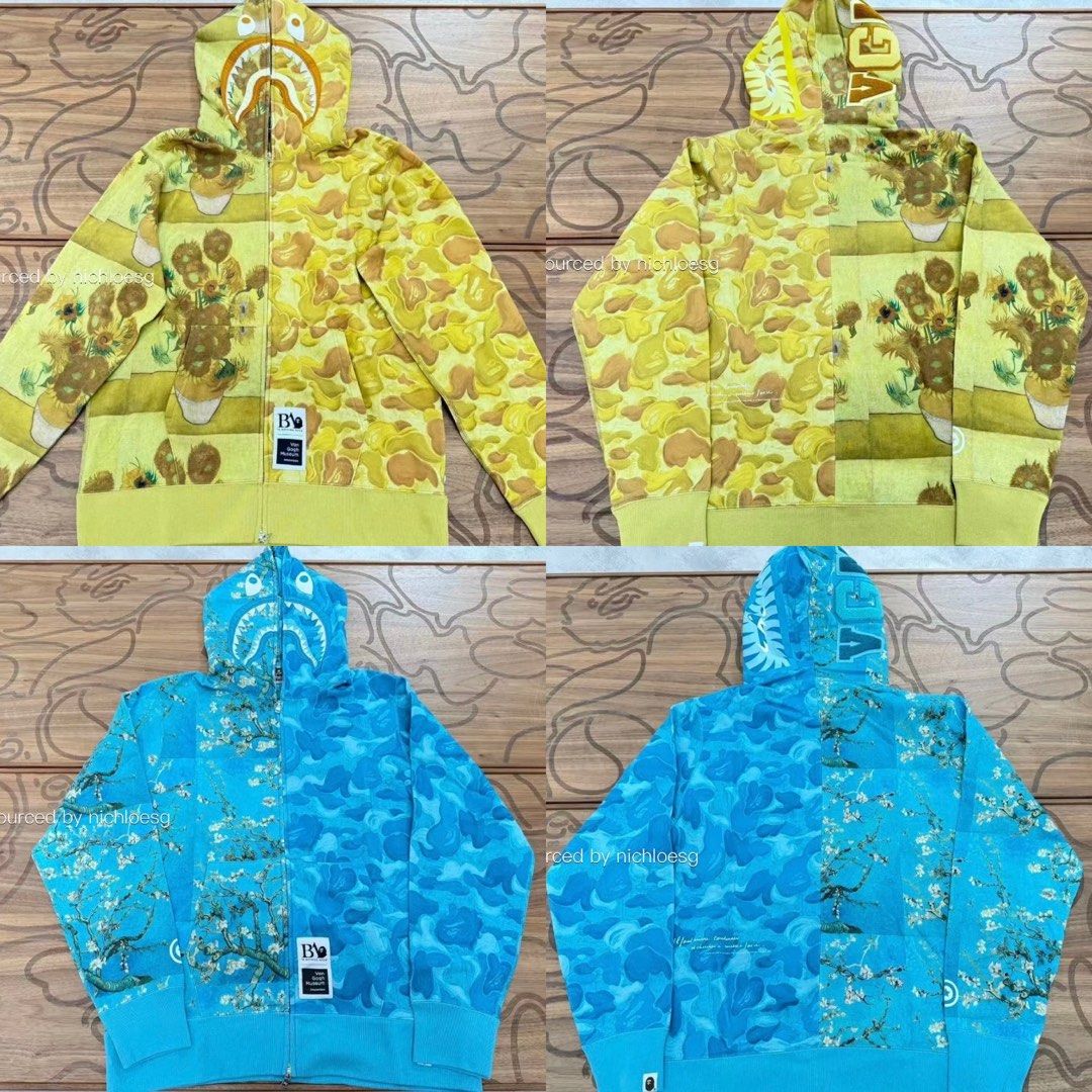 BAPE X VAN GOGH MUSEUM VGM SHARK FULL ZIP HOODIE, Men's