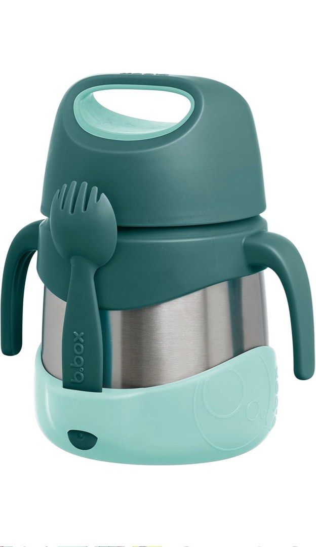 b.box® Insulated Food Jar Emerald Forest (Category: Weaning & Toddler Feeding) located in Quezon City. Submitted by skbmom (Listing ID 1371319987, Image 1). Description: The B. Box Insulated Food Jar Emerald Forest keeps food at the perfect temperature all day, whether kids prefer warm pasta for lunch or cold refreshing fruit and yoghurt. It also is great for kinder and school with a 335ml capacity. It comes with spork utensil that tucks away int