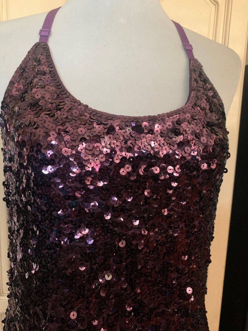 Brand new violet Sequence Party Dress (Category: Evening dresses & gowns) located in Quezon City. Submitted by clothingline4sale (Listing ID 1371357170, Image 2). Description: Violet Sequence party Dress Brand new with plastic tag Very good condition Slip on/ adjustable strap / with lining/ best for party Size: large- xl Bust and Waist: 40-50” ; Length: 36” Very nice in actual .