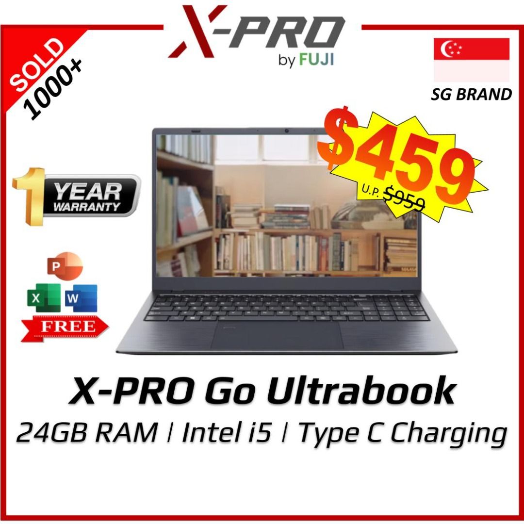 Brand New XPro Go 15.6" Intel i5 Laptop - Ultra Lightweight Design - Win 11 + Free MS Office - Best Seller - Up to 512GB SSD + 24GB RAM - Free Standard Shipping! - One Laptop for All - Runs Smooth - Save More - Buy Today!! (Category: Laptops & Notebooks) located in Singapore. Submitted by buyatfuji (Listing ID 1371215526, Image 1). Description: 🚀𝐗-𝐏𝐑𝐎 𝐆𝐨 𝐔𝐥𝐭𝐫𝐚𝐛𝐨𝐨𝐤 -15.6 Inch - FHD IPS Display - Intel® Core™ i5-5200U Processor - 16