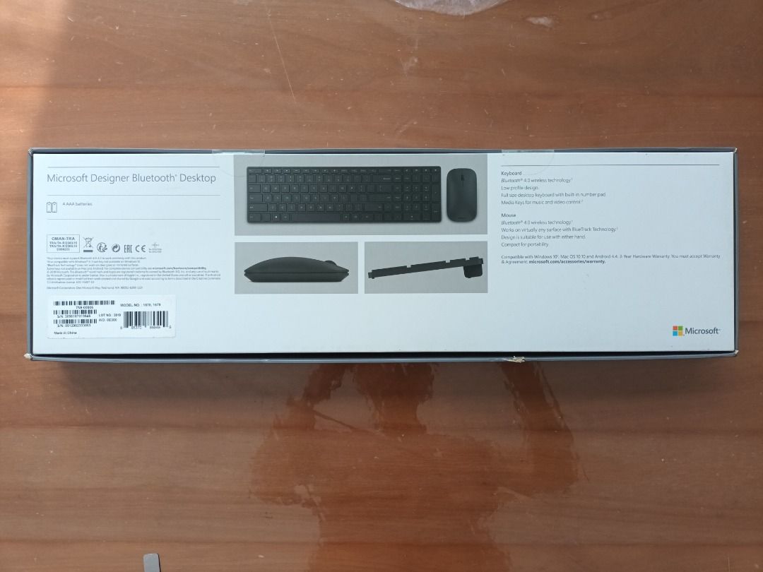 Computer & Tech (Category: Computer Keyboard) located in Singapore. Submitted by keyscale168 (Listing ID 1371255694, Image 2). Description: Microsoft Designer Bluetooth Keyboard and mouse PC compatible Built in number pad, ultra thin and modern. Model Number 1678, 1679 An enhanced keyboard comes with 12 function keys row on top of the keyboard. Every mechanical, ergonomic,wireless, design and gaming keyboard is based on enhanced keyboard style. k