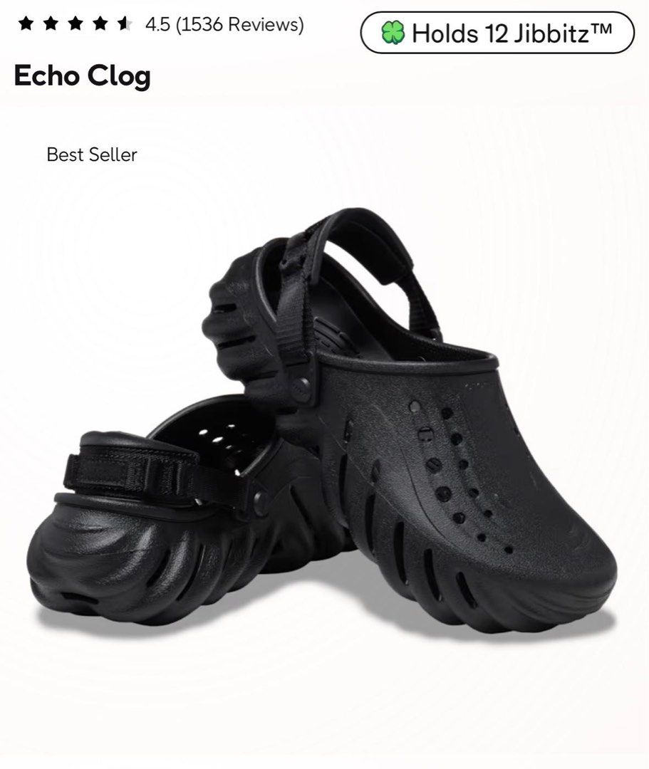 Crocs Echo clogs (Category: Flipflops and Slides) located in Singapore. Submitted by numyak (Listing ID 1371197704, Image 2). Description: Brand new with tag Comes with the jibbitz No trades Fixed price .
