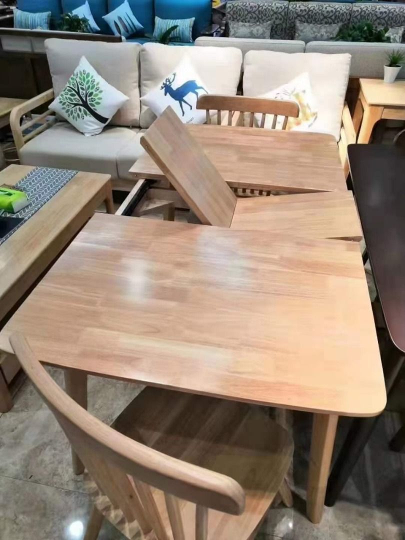 Dining Table [TB508] (Category: Tables & Sets) located in Quezon City. Submitted by johnericna90745 (Listing ID 1371258747, Image 2). Description: Extendable dining table from family member at home to your family friends that loves you to visit at home. This is made of pure and solid rubberwood materials Size/s: 90cm (35in) * 80cm (31in) * H75cm (29in) (extendable to 120cm) = ₱ 9,800 120cm (47in) * 80cm (31in) * H75cm (29in) (extendable to 150cm)