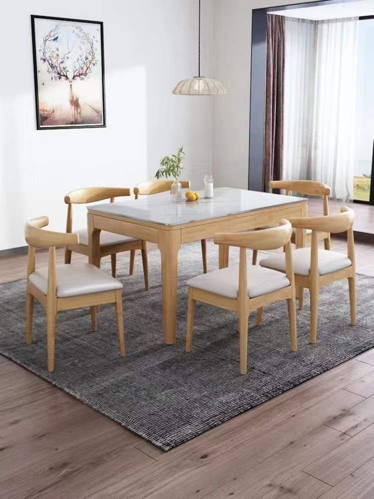 Dining Table [tb538] (Category: Tables & Sets) located in Quezon City. Submitted by johnericna90745 (Listing ID 1371260327, Image 2). Description: Key feature Made of Solid rubberwood and Engineered marble Rectangular shape that emphasize the dining table Stable wooden base and natural wood color option Size/s: 120cm (47in) * 70cm (27in) * H85cm (33in) = ₱ 8,500 130cm (51in) * 70cm (27in) * H85cm (33in) = ₱ 9,500 140cm (55in) * 70cm (27in) * H85c