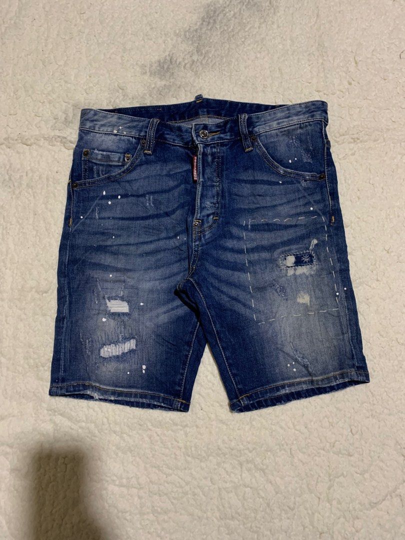Dsquared2 Paint Splattered Distressed Denim Button Fly Short (Category: Shorts) located in Dipolog. Submitted by knightorious_thrift (Listing ID 1371325353, Image 1). Description: Dsquared2 Paint Splattered Distressed Denim Button Fly Short Size 46 on tag Actual Dimensions👇 Waist: 30-31 Length: 17 Leg opening: 8 9.9/10 color rate Excellent condition No issue or flaws .
