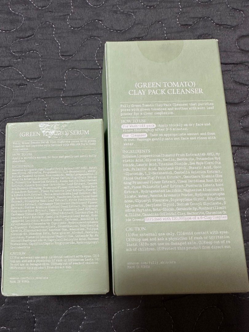 Green Tomato Serum & Clay Pack Cleanser (Category: Face Care) located in Mandaluyong City. Submitted by jim.dc (Listing ID 1371255105, Image 2). Description: Clay Pack Cleanser 120ml - Php300 Serum 30ml - Php250.