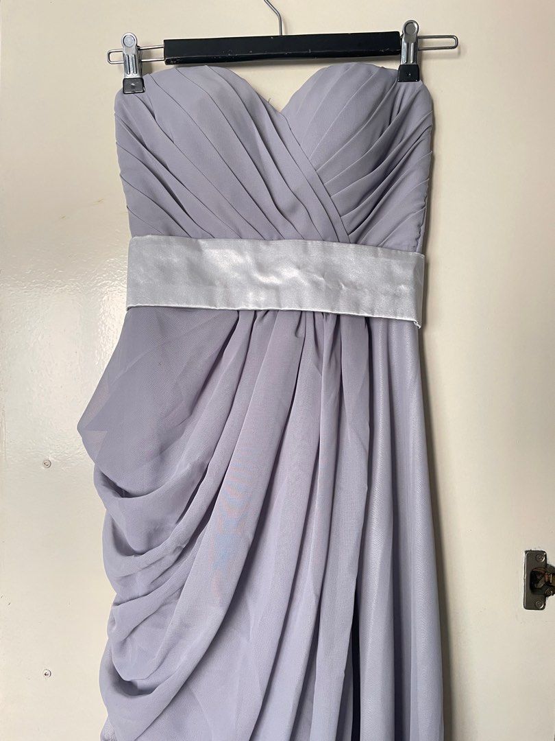 Grey Formal Tube Gown (Category: Evening dresses & gowns) located in San Juan City. Submitted by tabithajam (Listing ID 1371189080, Image 1). Description: Well loved gown See photos for measurements and for when worn Fits XS only Shipping care of buyer .