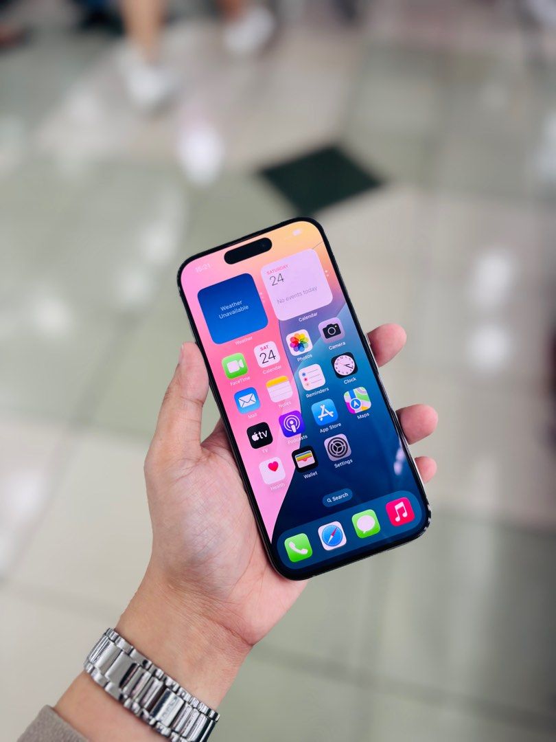 Iphone 15 Pro 128GB 93bh dualsim no issues HK variant (Category: iPhone 15 Series) located in San Juan City. Submitted by najihahtelecomshop2018 (Listing ID 1371287072, Image 3). Description: Legit Store | Original unit FOR SALE | TRADE / SWAP ▫️INSTALLMENT thru: 🔸Credit Card (straight / installment) 🔸Ggives / Gcredit + 6% interest 🔸Spay Later + 6% interest (RFS: Buy and Sell any kinds of Gadgets) Description: iPhone 15 Pro 128 ( other GB are 