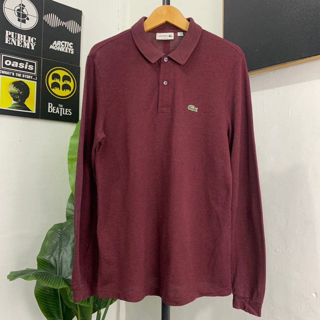 Kerah Lacoste Maroon Polo Shirt Kaos Kerah LACOSTE Maroon