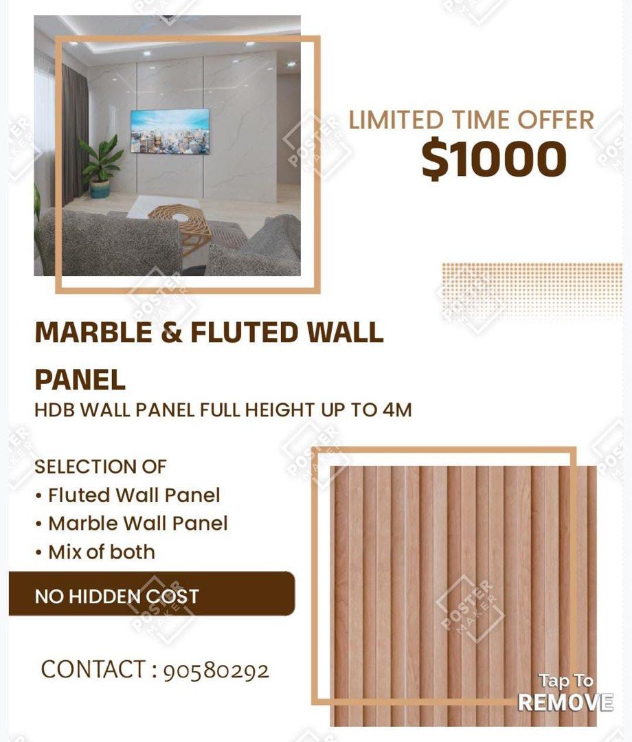Marble/Fluted wall panels, Furniture & Home Living, Home Decor ...