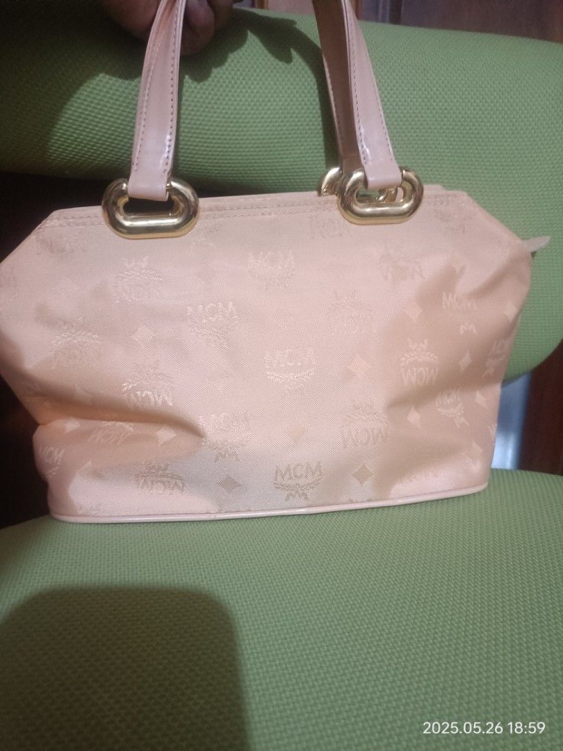 MCM White Visetos Nylon Handbag Brown Light brown (Category: Luxury Bags & Wallets) located in San Fernando. Submitted by lanie0486 (Listing ID 1371281991, Image 2). Description: Preloved from Japan 9/10 condition.