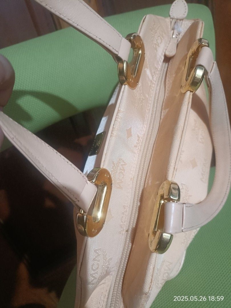 MCM White Visetos Nylon Handbag Brown Light brown (Category: Luxury Bags & Wallets) located in San Fernando. Submitted by lanie0486 (Listing ID 1371281991, Image 3). Description: Preloved from Japan 9/10 condition.