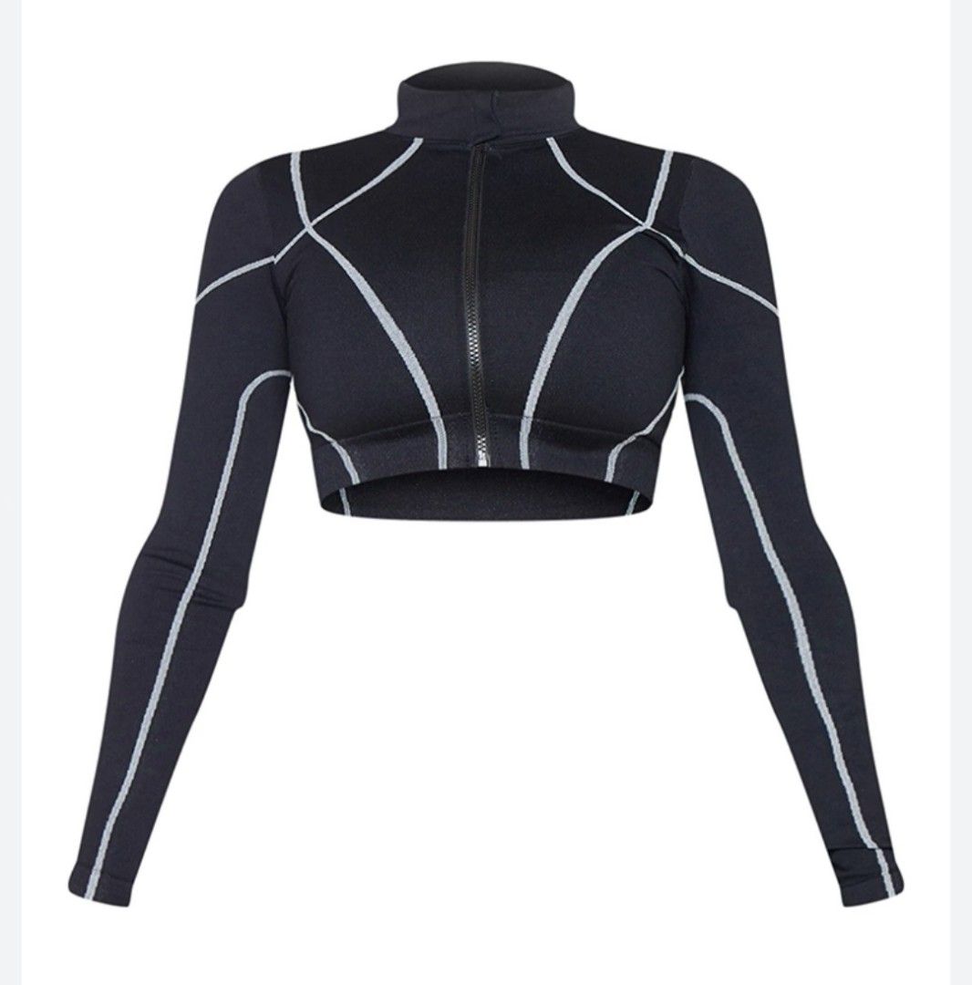 PRETTYLITTLETHING Shape Black Zip Up Gym Top (Category: Activewear) located in Makati City. Submitted by thrifticeee (Listing ID 1371339980, Image 2). Description: PHOTOS ARE FROM THE SITE BUT ITEM IS THE SAME Size Small to Medium (Medium on tag) 🌻RFS: Downsizing my personal items 🌻Item is preloved so please manage your expectations 🌻Color may vary due to different phone settings/features 🌻Recommended to wash purchased clothes first before us