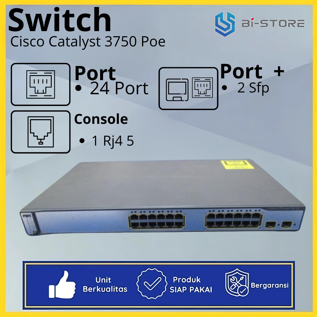 Switch POE Cisco Catalyst 3750 24 Port POE Untuk VOIP Dan Access Point ...