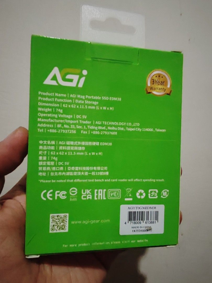 AGI EDM38 Mag Portable SSD (Category: Hard Disks & Thumbdrives) located in Makati City. Submitted by littlelion2018 (Listing ID 1371374211, Image 2). Description: Brand new. Boxed and sealed..