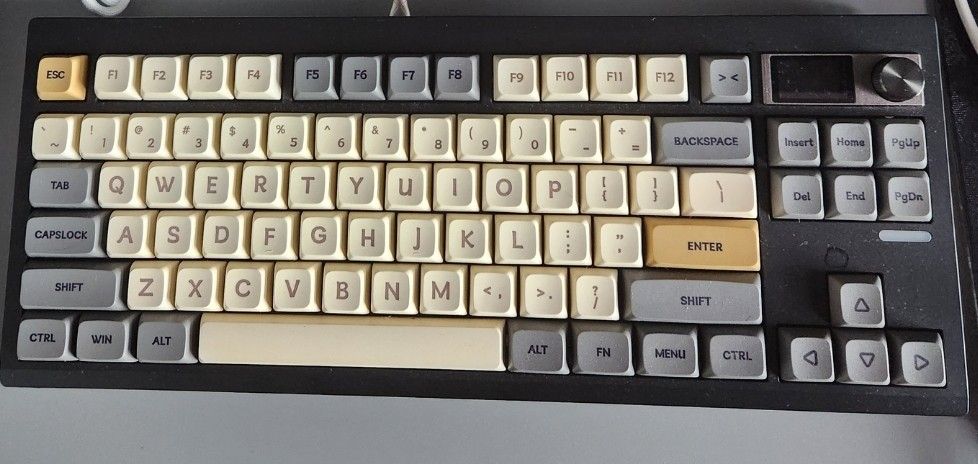 Gmk87 custom keyboard (Category: Computer Keyboard) located in Singapore. Submitted by bikepartsseller (Listing ID 1371447589, Image 1). Description: used twiced and forgot about it also has a custom led screen and can also be customized.