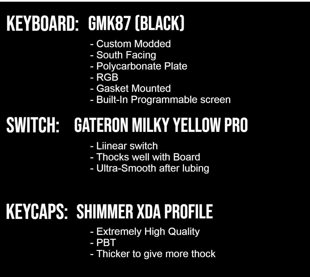 Gmk87 custom keyboard (Category: Computer Keyboard) located in Singapore. Submitted by bikepartsseller (Listing ID 1371447589, Image 2). Description: used twiced and forgot about it also has a custom led screen and can also be customized.