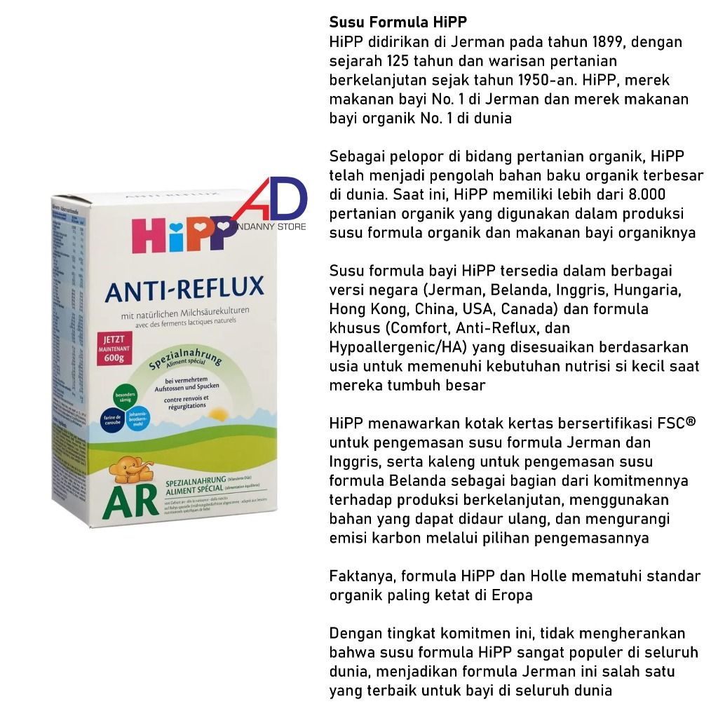 Anti Reflux Hipp Lactose Free Milk HIPP ANTI-REFLUX SPECIAL MILK