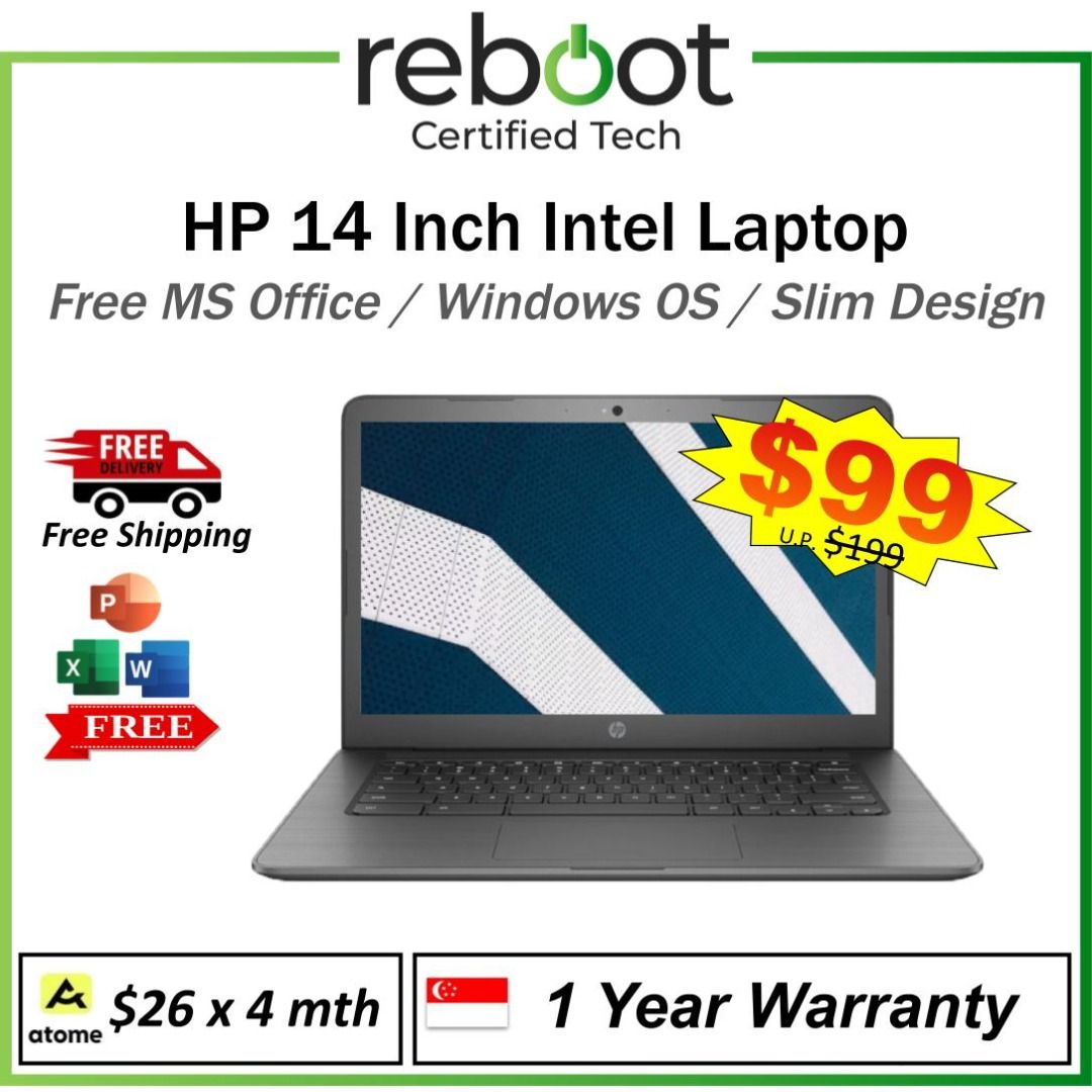 HP 14 And HP 12 Intel Laptop - HP Laptop - High Quality Laptop - Superb Condition - Windows OS + MS Office ! -- Great Responsiveness - Flashsale!!- Well-Tested - Buy Now! (Category: Laptops & Notebooks) located in Singapore. Submitted by buyatfuji (Listing ID 1371402525, Image 1). Description: Click here for more special deal ! https://www.carousell.sg/u/buyatfuji/ 👨‍🔧FREE Additional 3 𝐌𝐨𝐧𝐭𝐡 𝐖𝐚𝐫𝐫𝐚𝐧𝐭𝐲 !! First 10 set only !!! 🎀 HP 