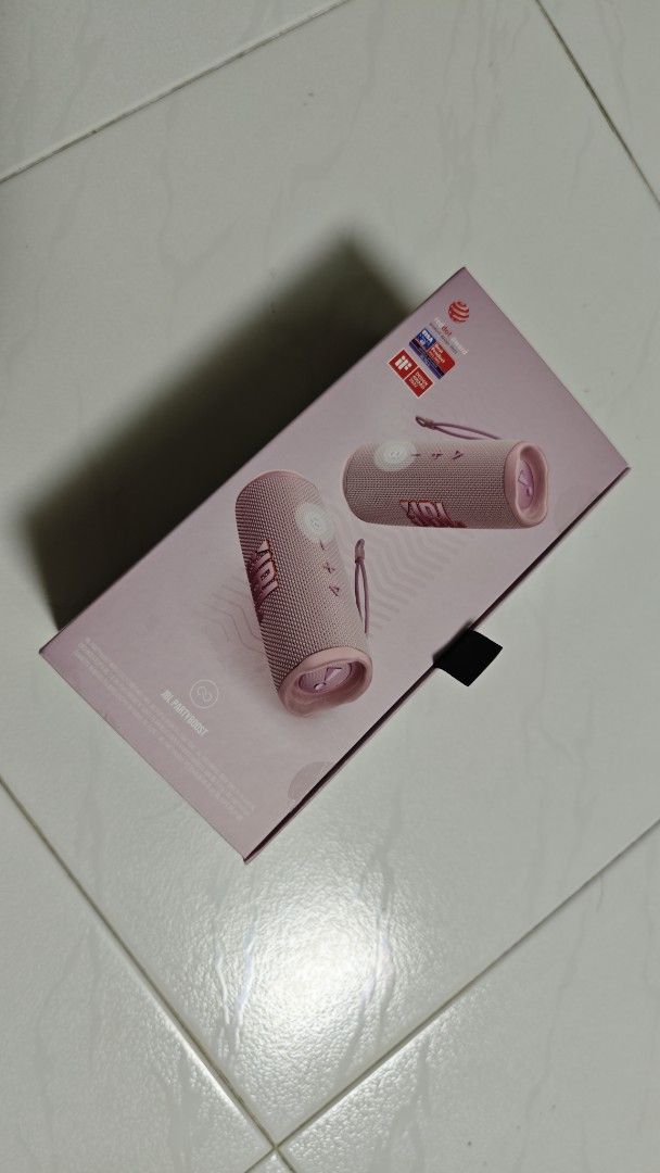 JBL Flip 6 Portable Bluetooth Speaker - Pink (Category: Soundbars, Speakers & Amplifiers) located in Singapore. Submitted by Wilson_Ks (Listing ID 1371493574, Image 3). Description: Hey there! Selling this brand new JBL Flip 6 Bluetooth speaker. It's the latest model, and it's still in its original packaging. This speaker is perfect for taking your music on the go, with its portable design and long battery life. It's also waterproof, so you don't