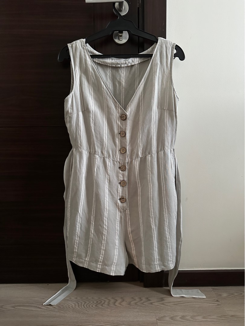 Michele Linen Romper- Light Sage