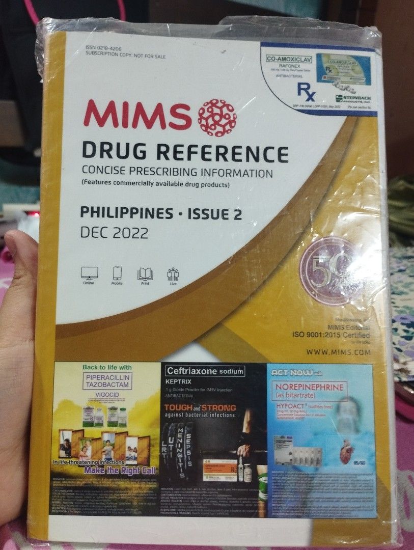 MIMS Drug Reference (Category: Textbooks) located in Manila. Submitted by mariakelouise (Listing ID 1371438494, Image 1). Description: NEGOTIABLE MIMS December 2022 issue.