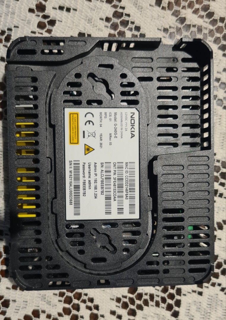 NOKIA Modem model G-240G-E (Category: Networking) located in Singapore. Submitted by ramrt (Listing ID 1371396151, Image 2). Description: This modem was previously used before we re contracted to a new upgrade. Still works quite well without issues..
