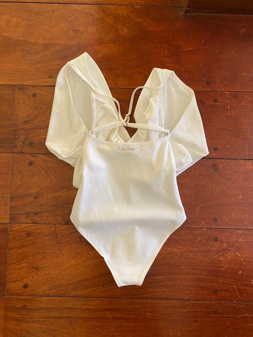 Patton White Draped Bodysuit (Category: Others Tops) located in Paranaque City. Submitted by ttatiana (Listing ID 1371486577, Image 2). Description: Good as new Rfs: clearing closet.