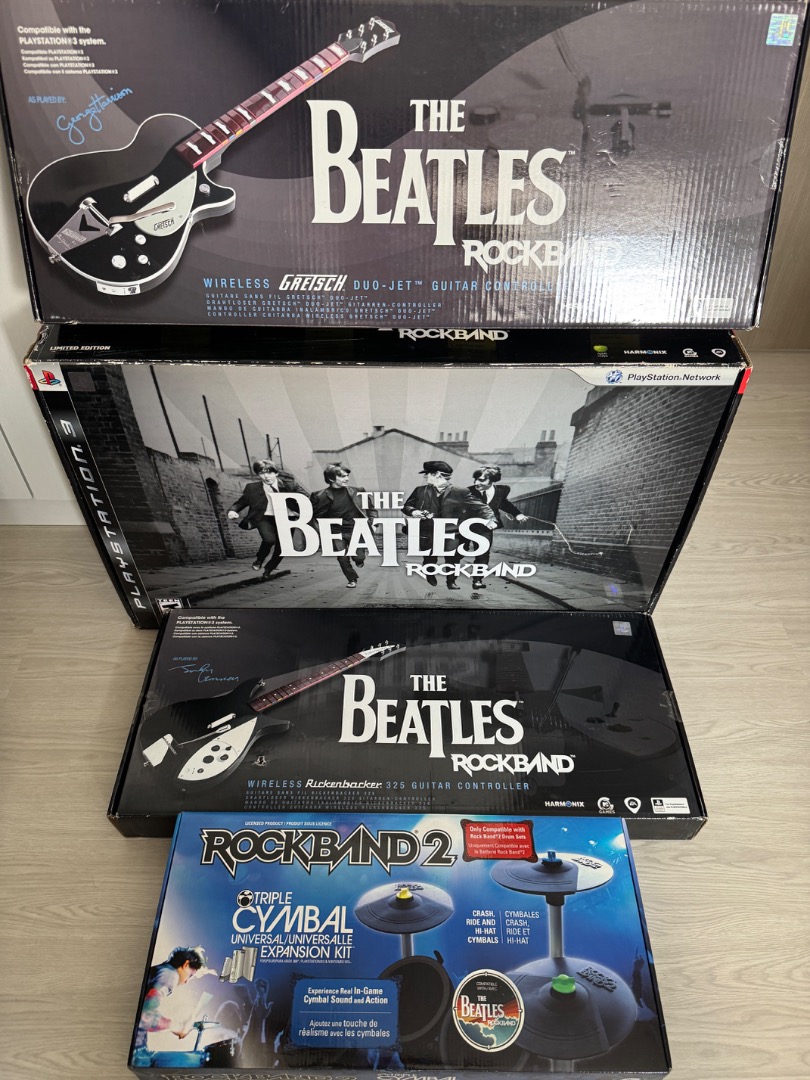 PS3 Beatles Rock Band Complete Set + Cymbal Expansion Kit + Extra Rock ...