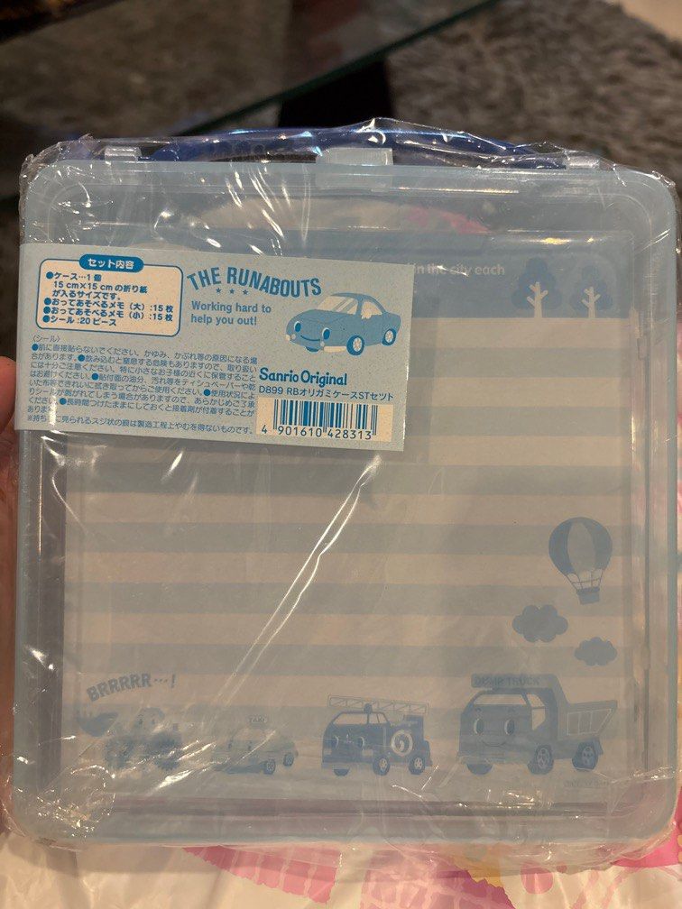 Sanrio The rundabouts stationery papers (Category: Stationery & School Supplies) located in Manila. Submitted by cabbielopez (Listing ID 1371482658, Image 3). Description: 15 pcs each design of 2 Total 30 pcs Size 8x8 inches Brand new sanrio product Never been opened Plastic case with handle Will include exclusive sanrio plastic bag .