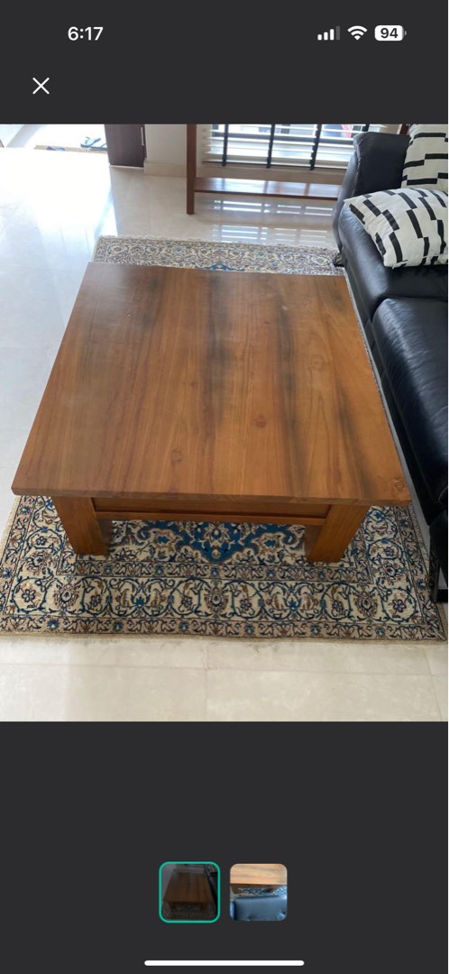 Solid Teak wood coffee table with two drawers, Furniture & Home Living ...