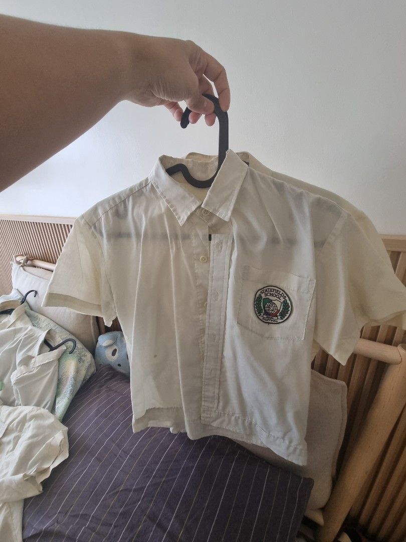 SSI Statefields School Uniform For Boys Grade 3-6 (Category: Babies & Kids Fashion) located in Bacoor. Submitted by ctrl_thrift_ (Listing ID 1371427883, Image 3). Description: Take all 8 pcs SSI Statefields School Uniform For Boys Grade 3-6. My son wore this from Grade 3-5 Size on tag: size 10 & 12 Some has minimal stain, can be removed by bleach Patches a little wrinkled Some buttons doesn't match the original ones.