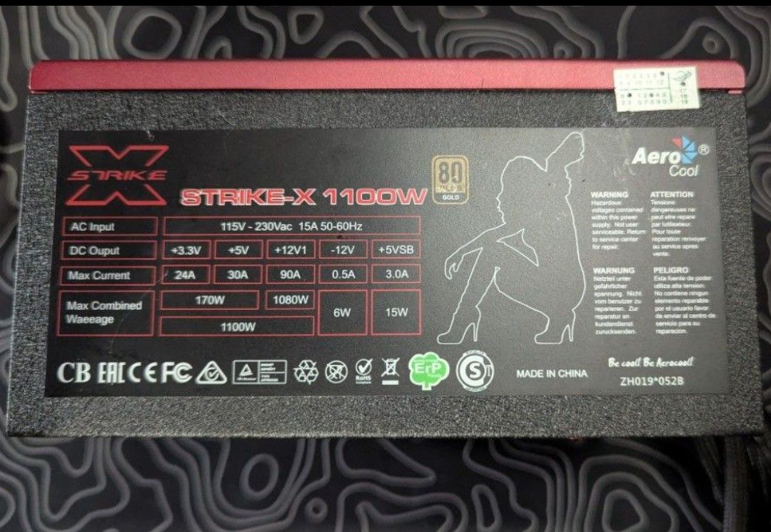 Strike-x 1100W PSU GOLD RATED (Category: Computer Parts) located in Manila. Submitted by miguelmatt20434 (Listing ID 1371368951, Image 1). Description: .