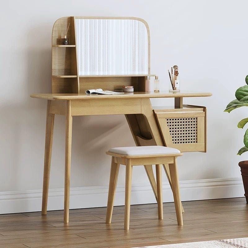 Vanity Dress Table [tb560] (Category: Tables & Sets) located in Quezon City. Submitted by johnericna90745 (Listing ID 1371380202, Image 1). Description: Uniquely designed with sturdy base Spacious and lots of compartments for easy storage . comes in wood and walnut color. Solid wood Material made. fashionable solihiya style comes in stool with cushion in the package 110cm(43in)*46cm(17in)*127cm(50in)= P13,900.