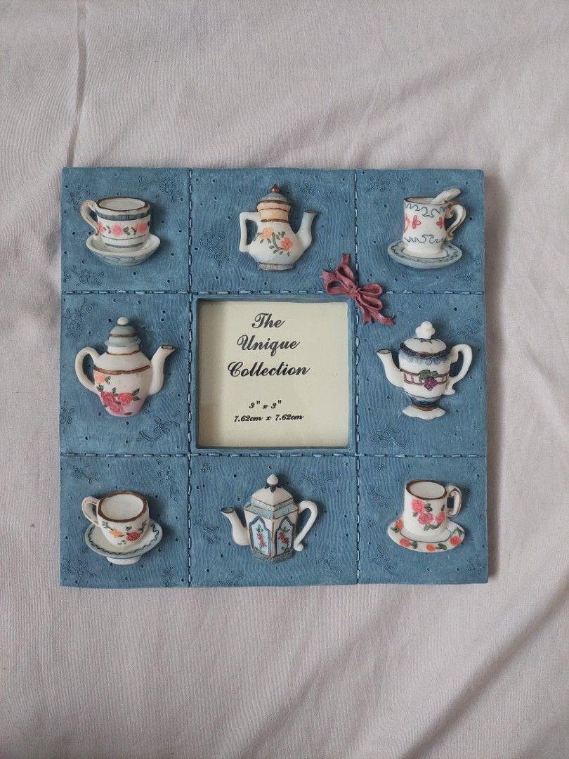 vintage teaset photo frame (Category: Frames & Pictures) located in Quezon City. Submitted by _redbeanbun (Listing ID 1371391389, Image 1). Description: Polystone Photoframe - heavy, sturdy, high quality - fits 3x3 photo I accept payment through bank transfer or gcash, and will ship out via gogoxpress or same day delivery via grab! 🚀.