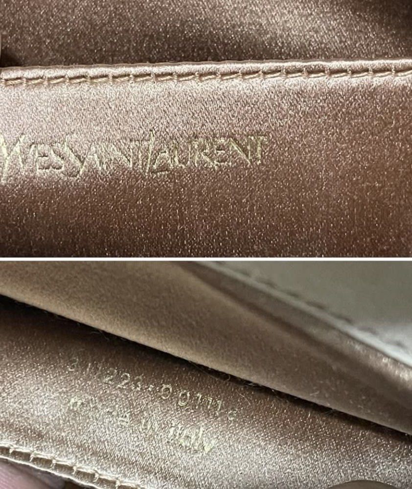 Ysl Clutch (Category: Luxury Bags & Wallets) located in Valenzuela. Submitted by happyhabit (Listing ID 1371465894, Image 3). Description: Authentic Yves Saint Laurent Beige Patent Leather Belle De Jour Clutch ❗️Please review photos carefully to ensure clarity on condition. Not brand new, but in good condition as shown. Condition: Good, ink stain at the back, discoloration ❗️Patent leather, particularly lighter shades, can change color due to sta
