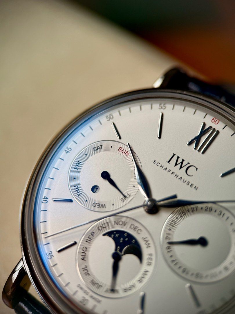 ✅ BEST VALUE IWC Portofino Perpetual Calendar Ref. IW344601 Portugieser (Category: Watches) located in Singapore. Submitted by deuceseven (Listing ID 1371580422, Image 3). Description: Condition: 9.9+/10 (High Mint, unpolished, and under Int’l warranty‼️) The IWC Portofino Perpetual Calendar is more than a superb offering—it’s a statement of refinement, representing the pinnacle of modern grand complication from IWC🫡 ✅ Ref. IW344601 ✅ Complete s