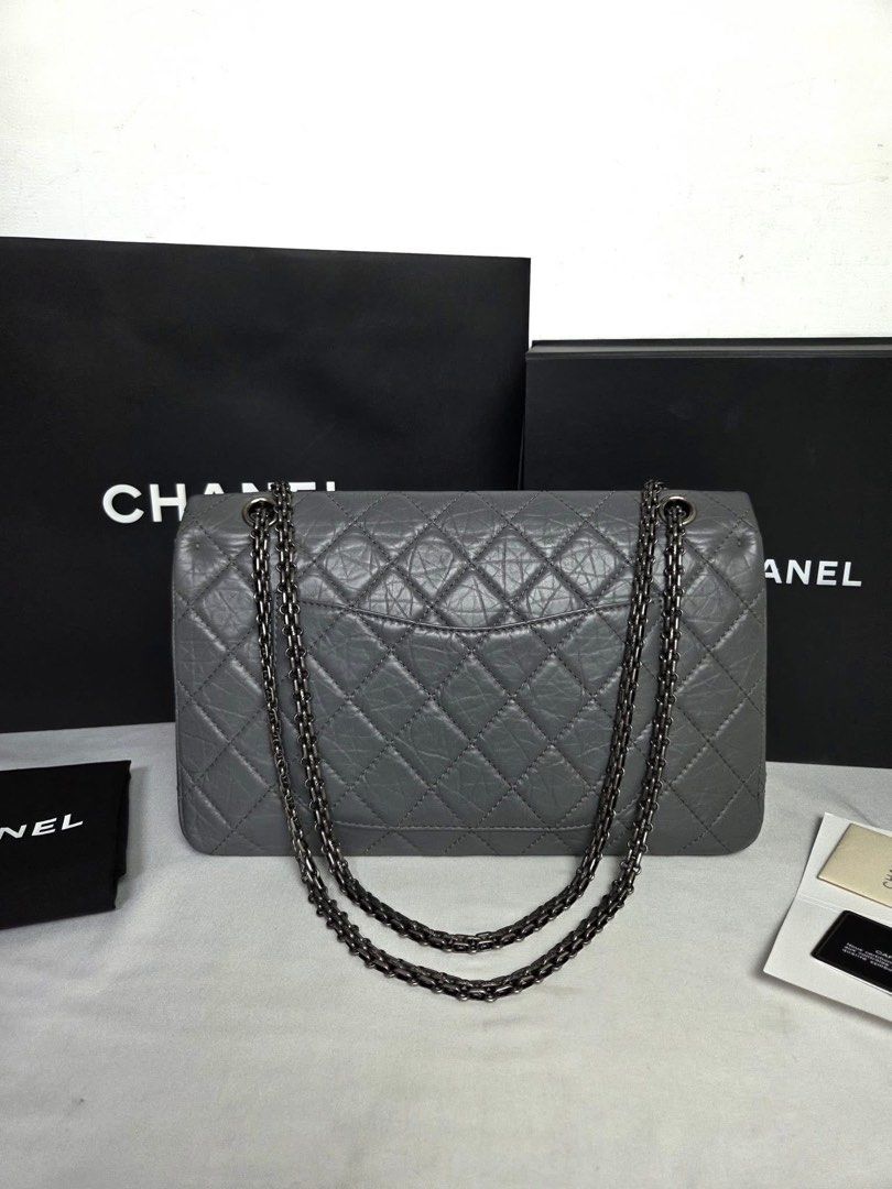 Authentic chanel 2.55 reissue large calfskin gray (Category: Luxury Bags & Wallets) located in Quezon City. Submitted by jhaediah (Listing ID 1371584831, Image 2). Description: 2.55 reissue large calfskin gray serial 14 Authenticity card free pbitbit korea .