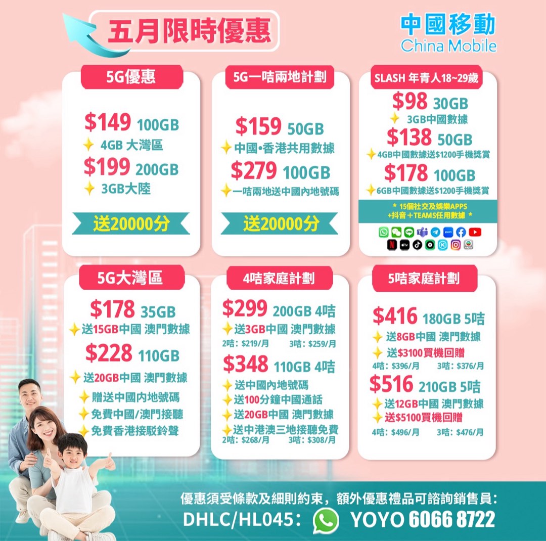 CMHK|China Mobile|5G|Transfer Counter|Renewal|New Number62859979655554111