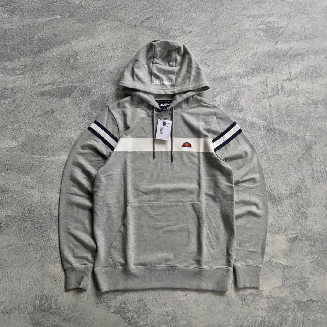 Ellesse Cotton Tape Hoodie, Fesyen Pria, Pakaian Baju Luaran di