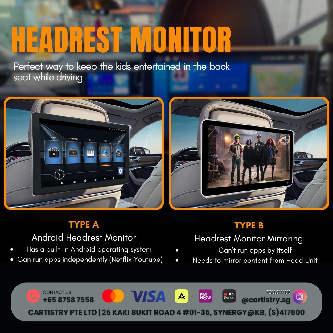 HEADREST MONITOR SEAT MONITOR ANDROID SYSTEM MIRRORING SCREEN MIRRORING ...