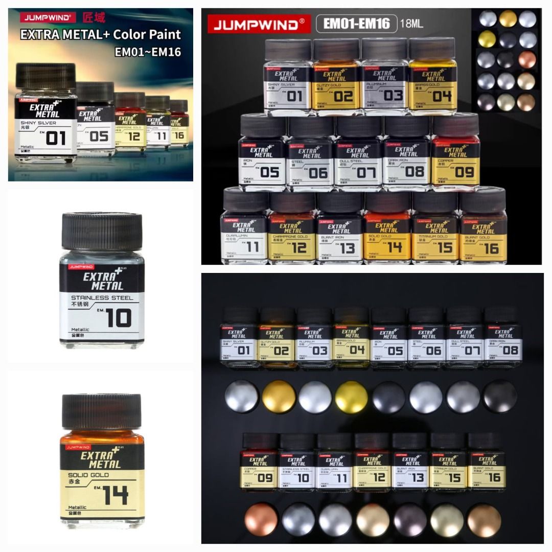 Jumpwind EXTRA METAL 16 Colors 18ml Each Lacquer Pigment Spraying ...