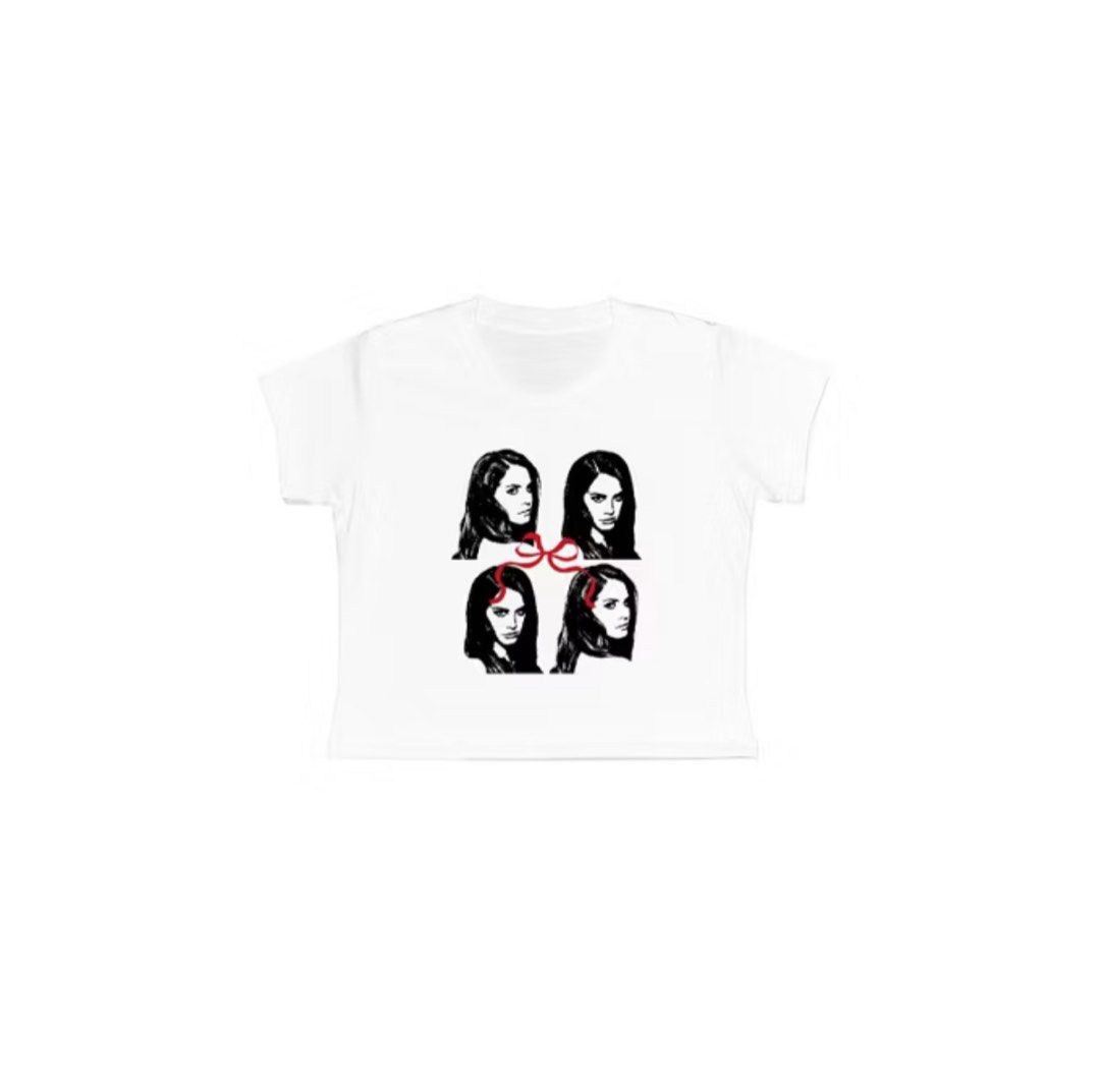 Lana Del Rey baby tee (Category: Shirts) located in Quezon City. Submitted by ferryrisse (Listing ID 1371610215, Image 1). Description: - bought from the orange app - M-L (keep in mind, this is a baby-tee) - rfs: wrong size.