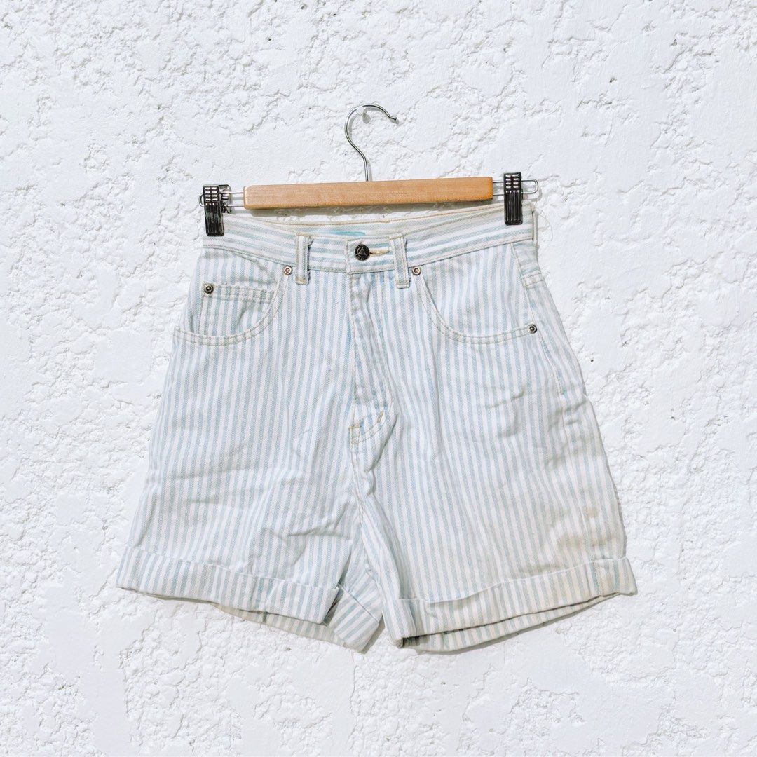 Light Denim Stripes High Waist Shorts (Category: Shorts) located in Las Pinas. Submitted by zab8th (Listing ID 1371598809, Image 1). Description: Size: Small Waist: 25”.